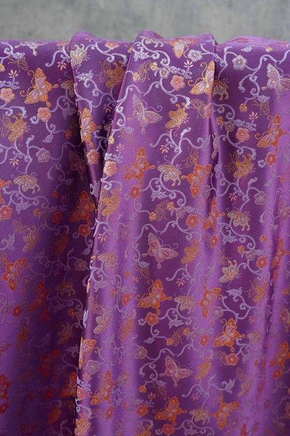 Butterfly Vine Song Brocade Fabric, Gold Thread Jacquard Textile for Qipao, Hanfu, Dresses, Bags and Sewing, 59"Wide