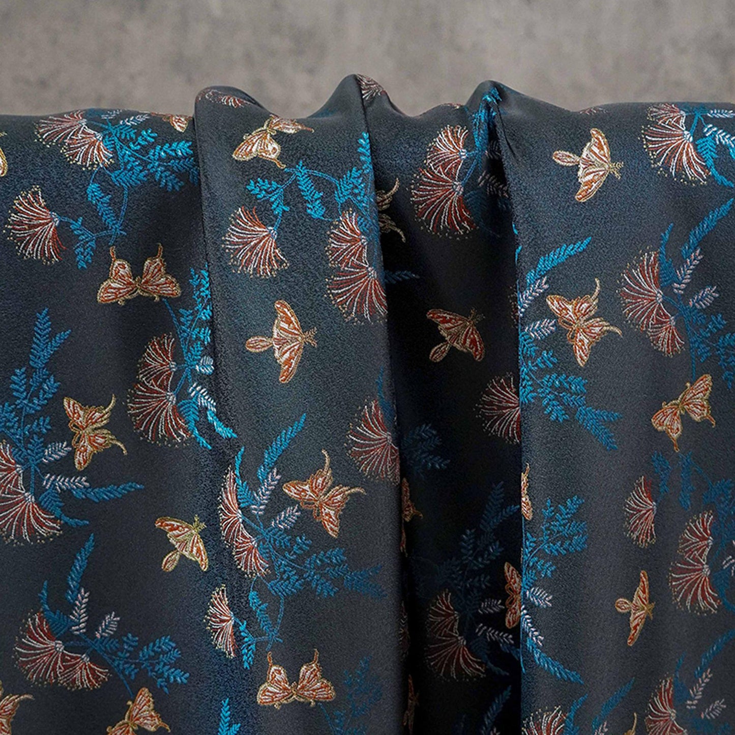 Reversible Butterfly Floral Song Brocade Fabric, Yarn-Dyed Jacquard Textile for Qipao, Hanfu, Dresses, Bags and Sewing, 59"Wide