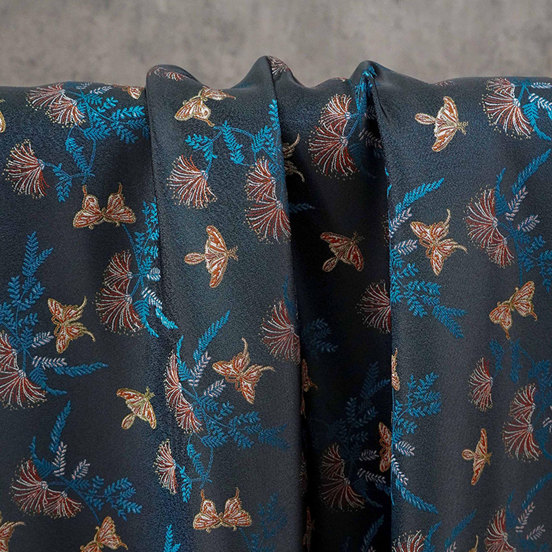 Reversible Butterfly Floral Song Brocade Fabric, Yarn-Dyed Jacquard Textile for Qipao, Hanfu, Dresses, Bags and Sewing, 59"Wide