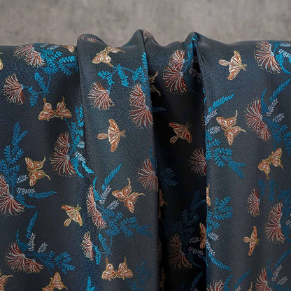 Reversible Butterfly Floral Song Brocade Fabric, Yarn-Dyed Jacquard Textile for Qipao, Hanfu, Dresses, Bags and Sewing, 59"Wide