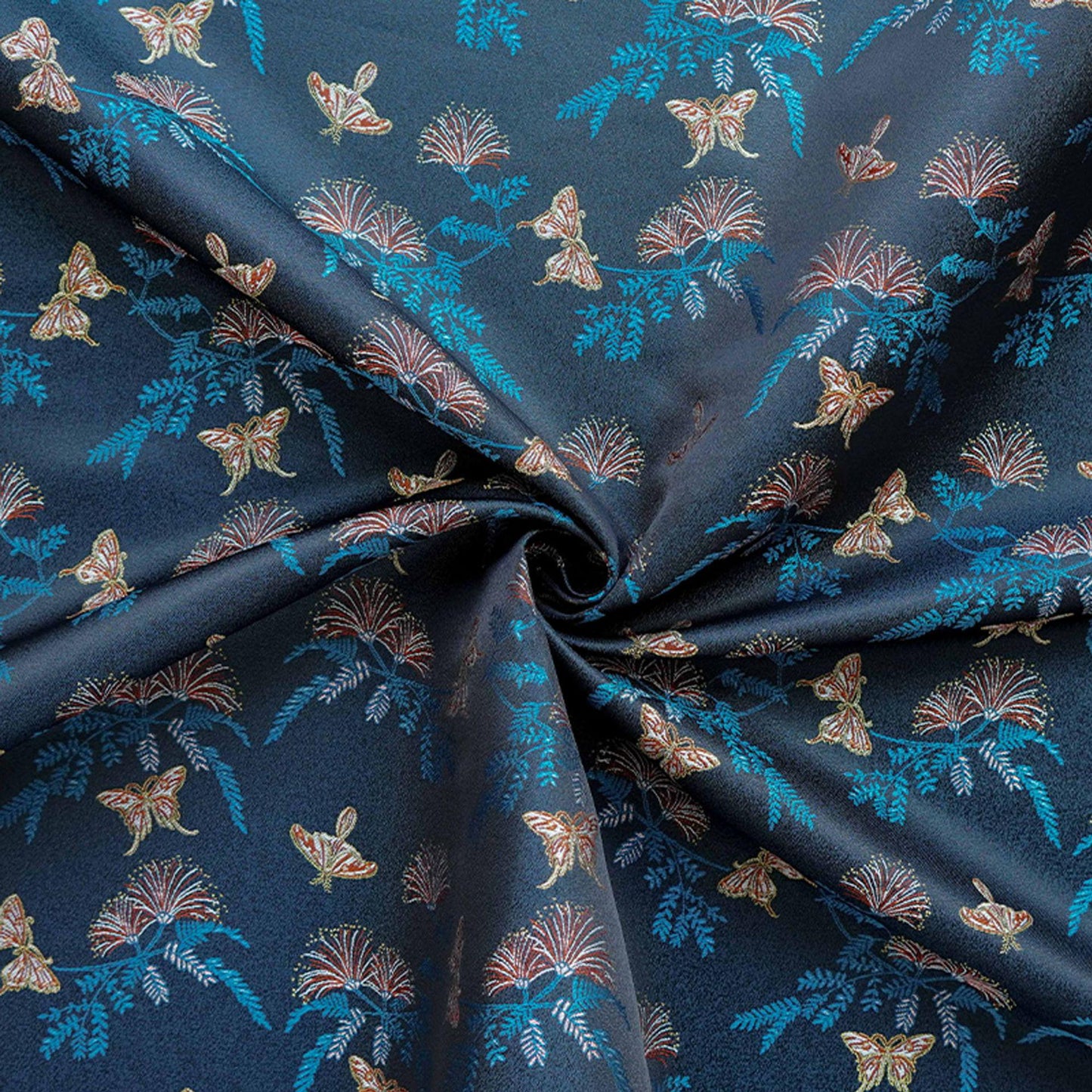 Reversible Butterfly Floral Song Brocade Fabric, Yarn-Dyed Jacquard Textile for Qipao, Hanfu, Dresses, Bags and Sewing, 59"Wide