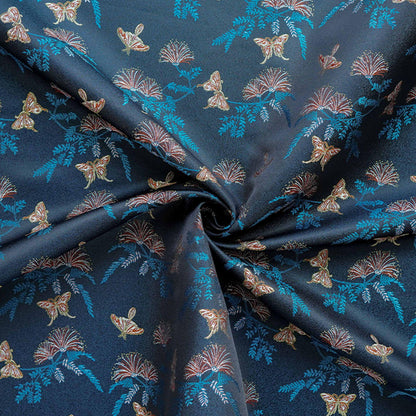 Reversible Butterfly Floral Song Brocade Fabric, Yarn-Dyed Jacquard Textile for Qipao, Hanfu, Dresses, Bags and Sewing, 59"Wide