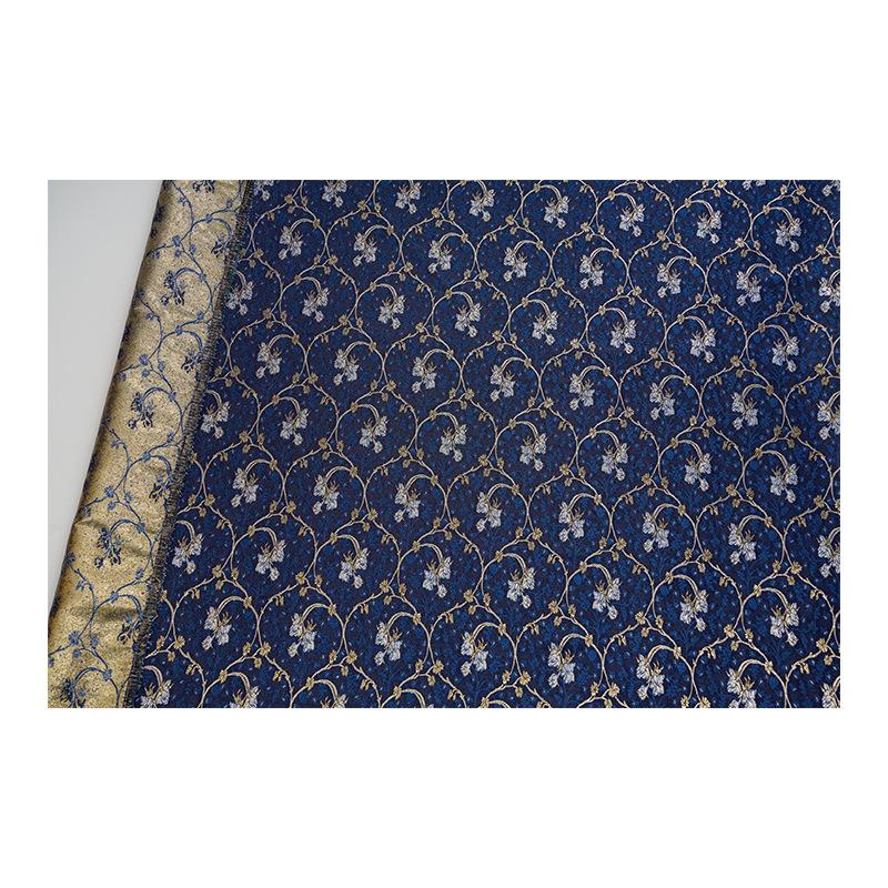 Lily of the Valley Vine Brocade Jacquard Fabric, Gold Metallic Floral Woven Textile for Bags, Pouches, Journals, Tea Mats and Sewing, 59"W