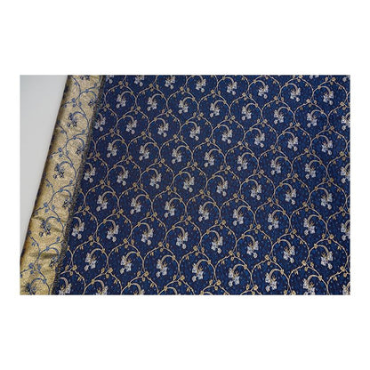 Lily of the Valley Vine Brocade Jacquard Fabric, Gold Metallic Floral Woven Textile for Bags, Pouches, Journals, Tea Mats and Sewing, 59"W
