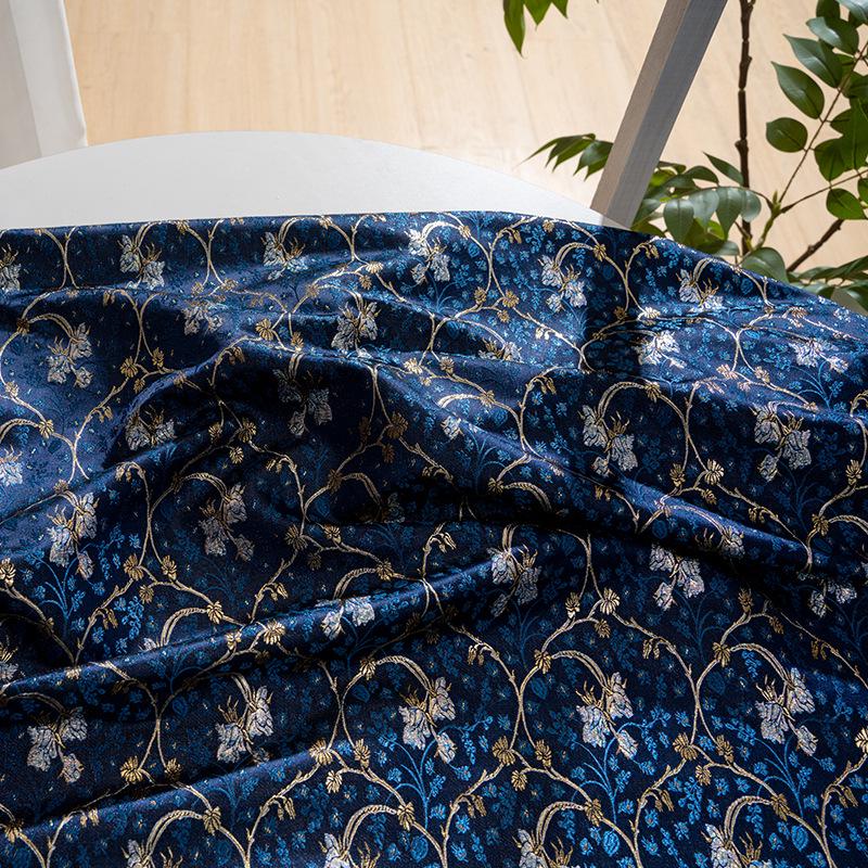 Lily of the Valley Vine Brocade Jacquard Fabric, Gold Metallic Floral Woven Textile for Bags, Pouches, Journals, Tea Mats and Sewing, 59"W