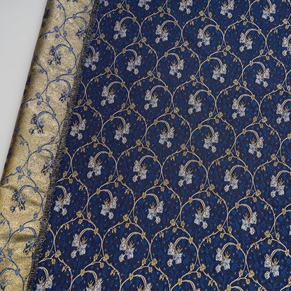 Lily of the Valley Vine Brocade Jacquard Fabric, Gold Metallic Floral Woven Textile for Bags, Pouches, Journals, Tea Mats and Sewing, 59"W