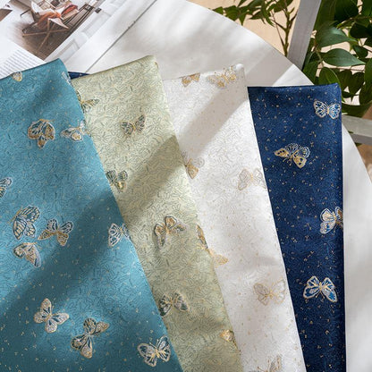 Butterfly Brocade Jacquard Fabric, Gold Metallic Woven Textile, 4 Colors for Kidswear, Bags, Pouches, Crafts and Sewing, 59"W