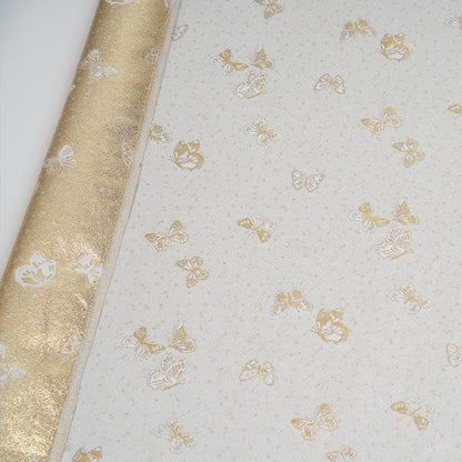 Butterfly Brocade Jacquard Fabric, Gold Metallic Woven Textile, 4 Colors for Kidswear, Bags, Pouches, Crafts and Sewing, 59"W