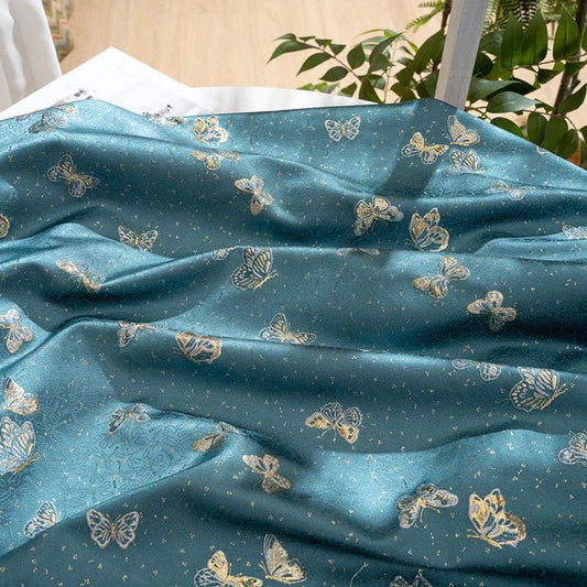 Butterfly Brocade Jacquard Fabric, Gold Metallic Woven Textile, 4 Colors for Kidswear, Bags, Pouches, Crafts and Sewing, 59"W