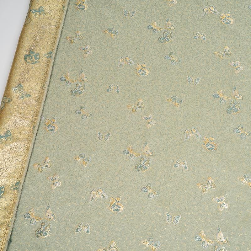 Butterfly Brocade Jacquard Fabric, Gold Metallic Woven Textile, 4 Colors for Kidswear, Bags, Pouches, Crafts and Sewing, 59"W