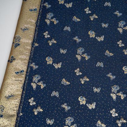 Butterfly Brocade Jacquard Fabric, Gold Metallic Woven Textile, 4 Colors for Kidswear, Bags, Pouches, Crafts and Sewing, 59"W