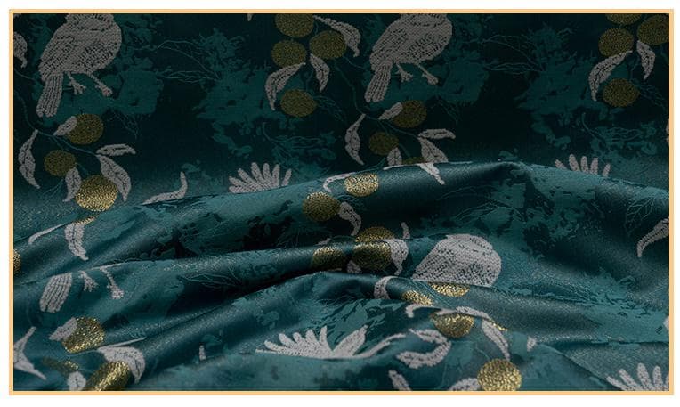 Bird & Fruit Song Brocade Fabric, 3D Jacquard Textile, 3 Colors for Qipao, Hanfu, Kidswear, Dresses, Bags and Sewing, 59"W