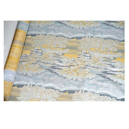 Pavilion Landscape Brocade Jacquard Fabric, 3D Scenic Woven Textile, 2 Colors for Qipao, Hanfu, Jackets, Bags and Sewing, 59"W