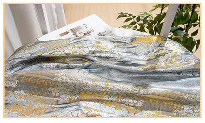 Pavilion Landscape Brocade Jacquard Fabric, 3D Scenic Woven Textile, 2 Colors for Qipao, Hanfu, Jackets, Bags and Sewing, 59"W