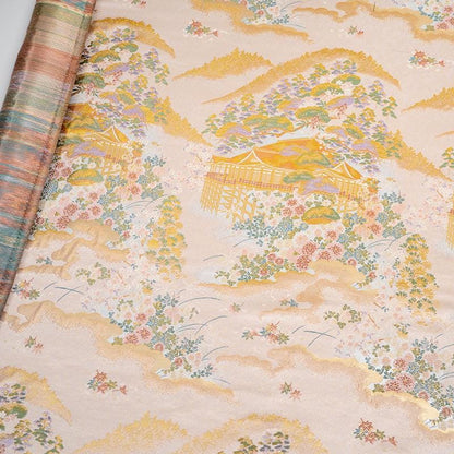 Garden Floral Landscape Brocade Jacquard Fabric, 3D Woven Textile for Kimono, Qipao, Hanfu, Jackets, Bags and Sewing, 59"W