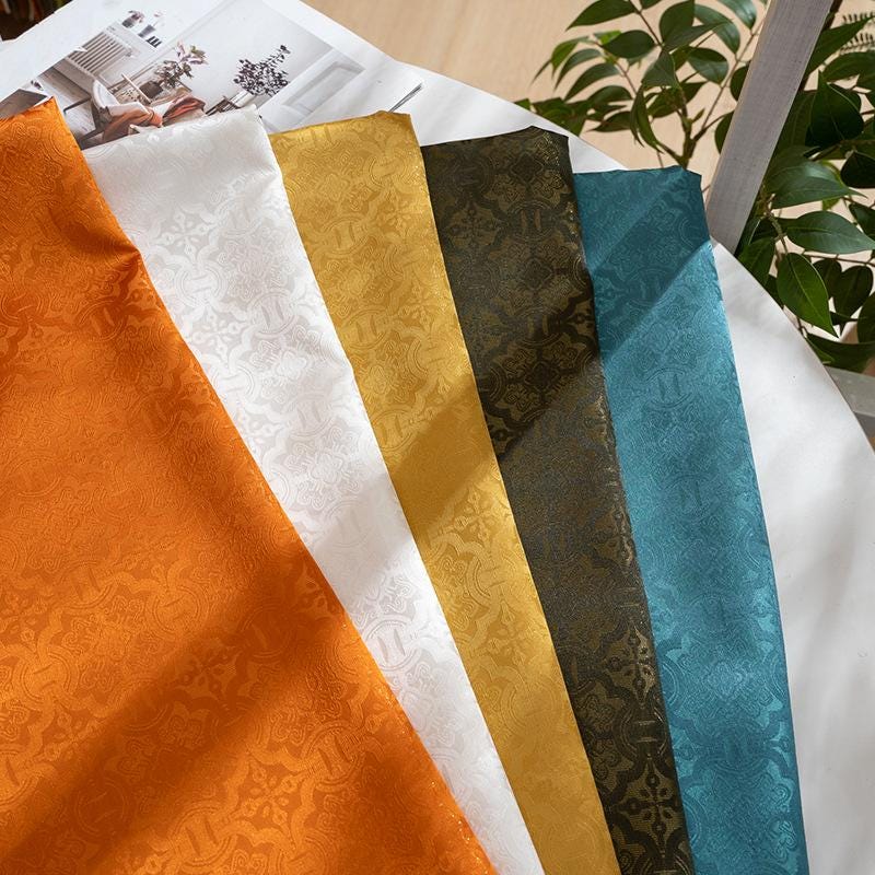 Ornamental Song Brocade Jacquard Fabric, Tone-on-Tone Woven Textile, 5 Colors for Qipao, Bags, Pouches, Framing, Crafts and Sewing, 59"W