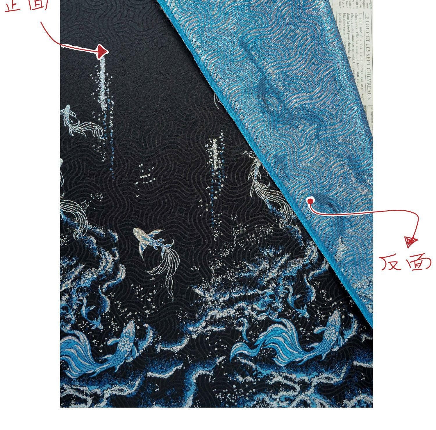 Ornamental Floral Song Brocade Jacquard Fabric, Tone-on-Tone Woven Textile, 5 Colors for Qipao, Bags, Pouches, Decor and Sewing, 60"Wide