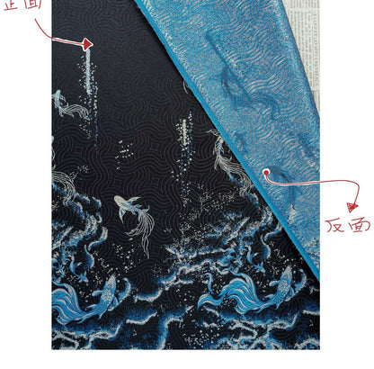 Ornamental Floral Song Brocade Jacquard Fabric, Tone-on-Tone Woven Textile, 5 Colors for Qipao, Bags, Pouches, Decor and Sewing, 60"Wide