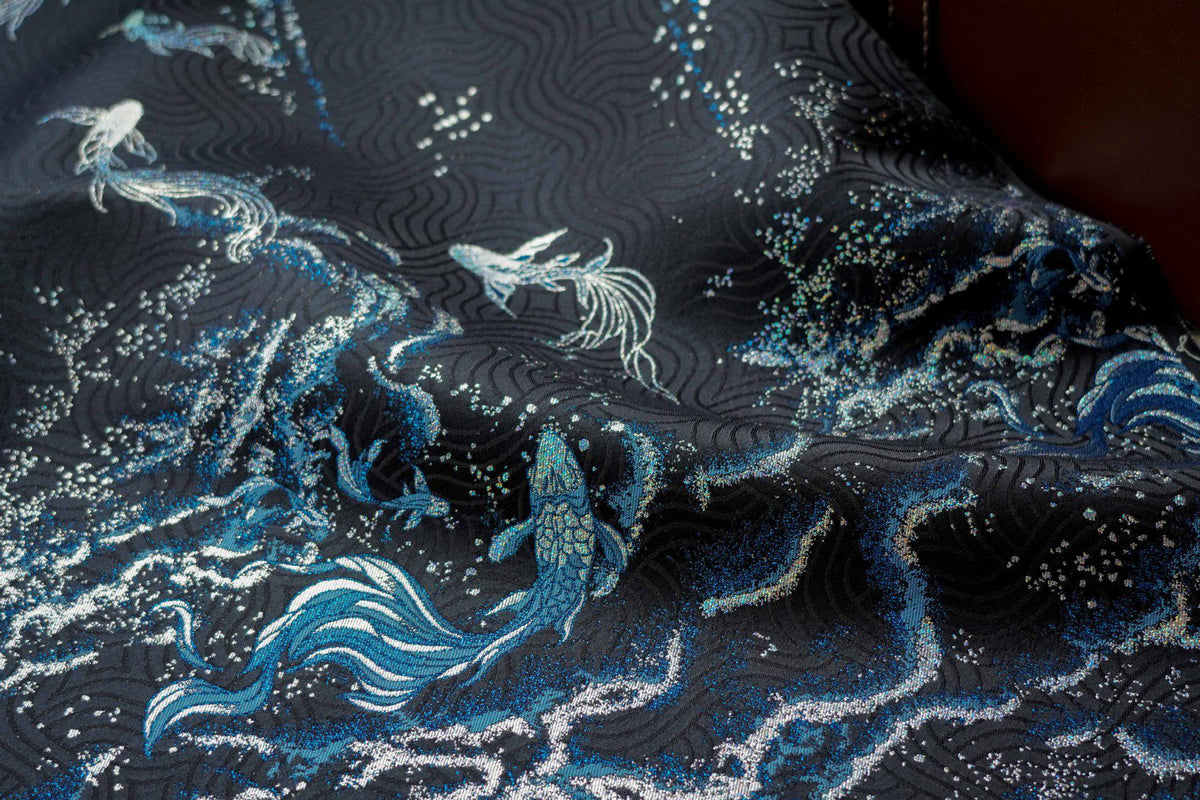 Ornamental Floral Song Brocade Jacquard Fabric, Tone-on-Tone Woven Textile, 5 Colors for Qipao, Bags, Pouches, Decor and Sewing, 60"Wide