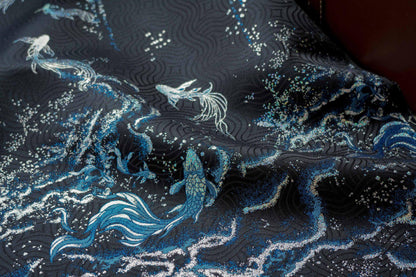 Ornamental Floral Song Brocade Jacquard Fabric, Tone-on-Tone Woven Textile, 5 Colors for Qipao, Bags, Pouches, Decor and Sewing, 60"Wide