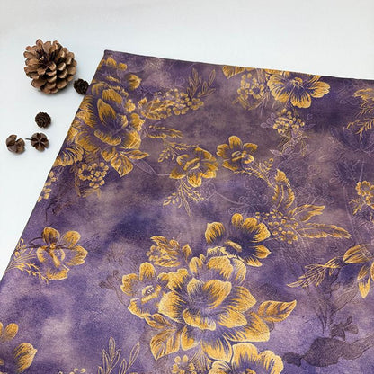 Olive Green Painterly Floral Print Fabric, Large Botanical Flower Textile for Dresses, Skirts, Jackets, Bags, Decor and Sewing