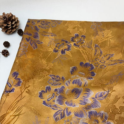 Olive Green Painterly Floral Print Fabric, Large Botanical Flower Textile for Dresses, Skirts, Jackets, Bags, Decor and Sewing