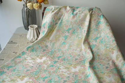 Panda & Cherry Blossom Song Brocade Fabric, Gold Thread Jacquard Textile, 2 Colors for Qipao, Hanfu, Bags and Sewing, 65" Wide