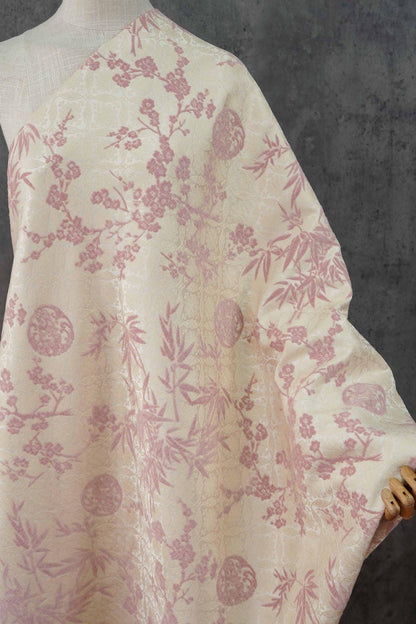 Thick Chenille Jacquard Fabric, Plum Blossom Bamboo Dragon Medallion Upholstery Textile for Curtains, Cushions, Furniture Decor, 4 Colors