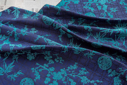 Thick Chenille Jacquard Fabric, Plum Blossom Bamboo Dragon Medallion Upholstery Textile for Curtains, Cushions, Furniture Decor, 4 Colors