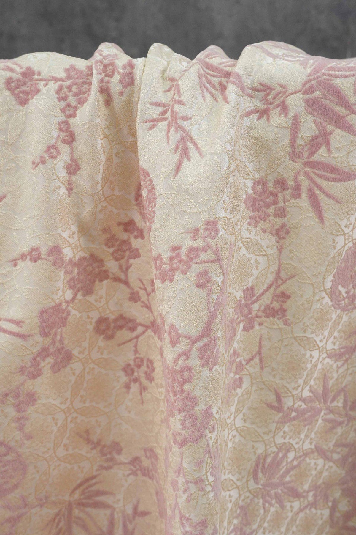 Thick Chenille Jacquard Fabric, Plum Blossom Bamboo Dragon Medallion Upholstery Textile for Curtains, Cushions, Furniture Decor, 4 Colors