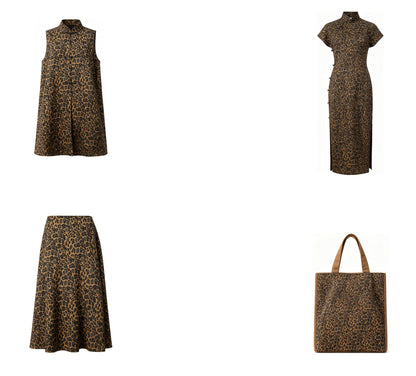 Vintage-Style 3D Leopard Jacquard Fabric, Yarn-Dyed Textured Woven Textile, 2 Colors for Jackets, Dresses, Skirts, Bags and Sewing