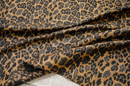 Vintage-Style 3D Leopard Jacquard Fabric, Yarn-Dyed Textured Woven Textile, 2 Colors for Jackets, Dresses, Skirts, Bags and Sewing