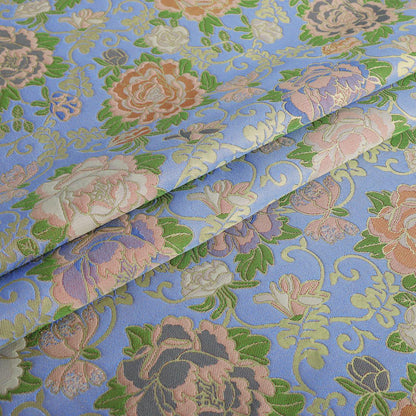 Peony Brocade Jacquard Fabric, Gold Thread Floral Woven Textile for Table Runners, Tea Mats, Bags, Decor and Sewing, 57"