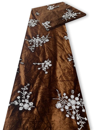 Velvet Snowflake Sequin Fabric, Embellished Plush Textile, Multiple Colors for Dresses, Skirts, Costumes, Bags and Sewing, 52"Wide