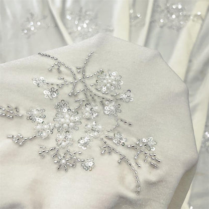 Velvet Snowflake Sequin Fabric, Embellished Plush Textile, Multiple Colors for Dresses, Skirts, Costumes, Bags and Sewing, 52"Wide