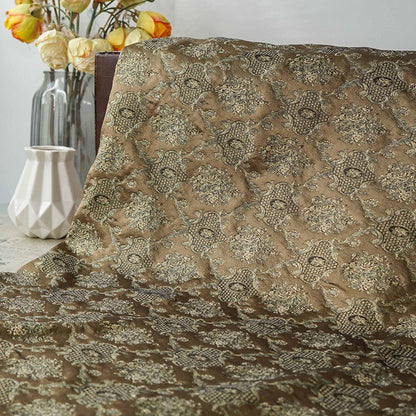 Rose Scroll Gold Thread Jacquard Fabric, Ornamental Floral Woven Textile, 2 Colors for Dresses, Jackets, Bags, Decor and Sewing