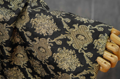 Rose Scroll Gold Thread Jacquard Fabric, Ornamental Floral Woven Textile, 2 Colors for Dresses, Jackets, Bags, Decor and Sewing
