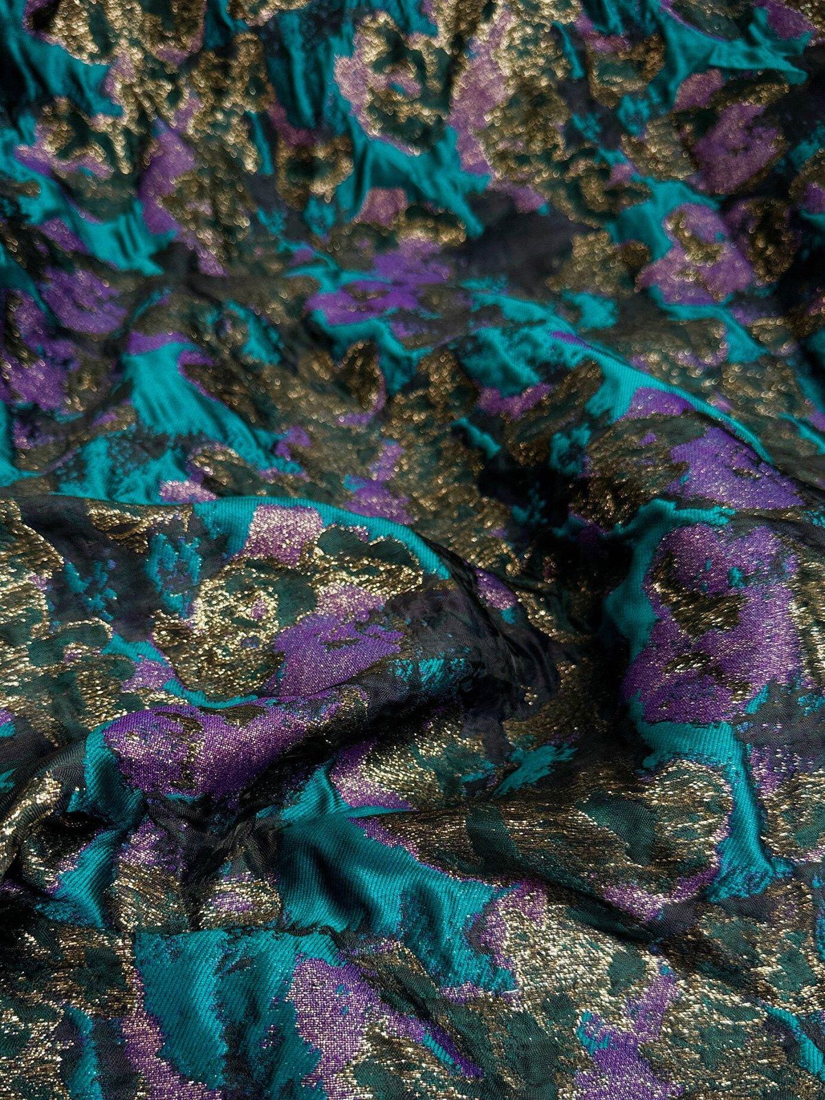 Teal Purple Shimmer Jacquard Fabric, 3D Textured Yarn-Dyed Woven Textile for Dresses, Jackets, Skirts, Costumes and Sewing, 57"Wide