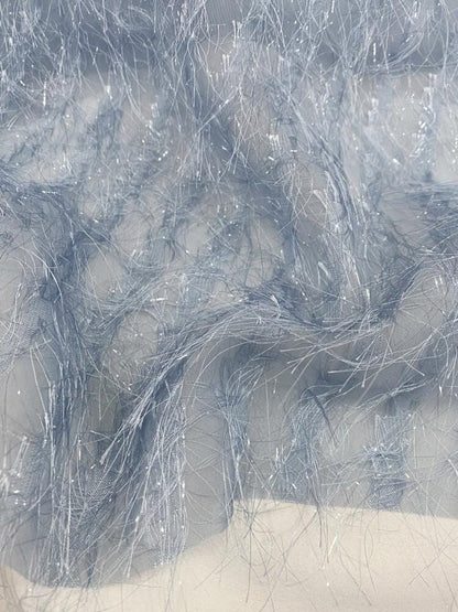 Long Fringe Mesh Fabric, Shimmer Textured Fashion Textile, 2 Colors for Gowns, Dresses, Stage Costumes, Dancewear and Sewing, 57"Wide