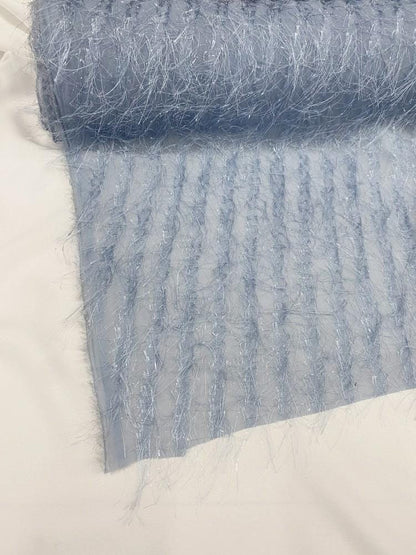 Long Fringe Mesh Fabric, Shimmer Textured Fashion Textile, 2 Colors for Gowns, Dresses, Stage Costumes, Dancewear and Sewing, 57"Wide