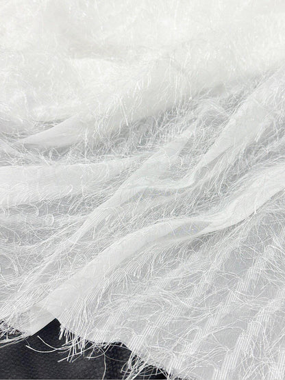Long Fringe Mesh Fabric, Shimmer Textured Fashion Textile, 2 Colors for Gowns, Dresses, Stage Costumes, Dancewear and Sewing, 57"Wide