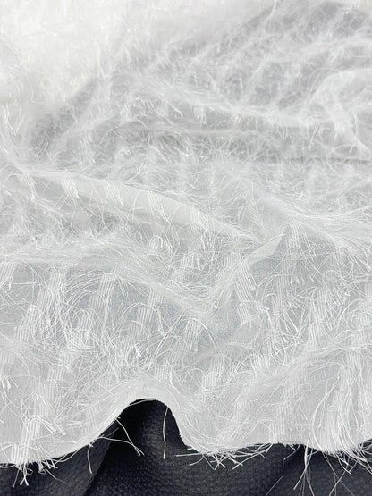 Long Fringe Mesh Fabric, Shimmer Textured Fashion Textile, 2 Colors for Gowns, Dresses, Stage Costumes, Dancewear and Sewing, 57"Wide