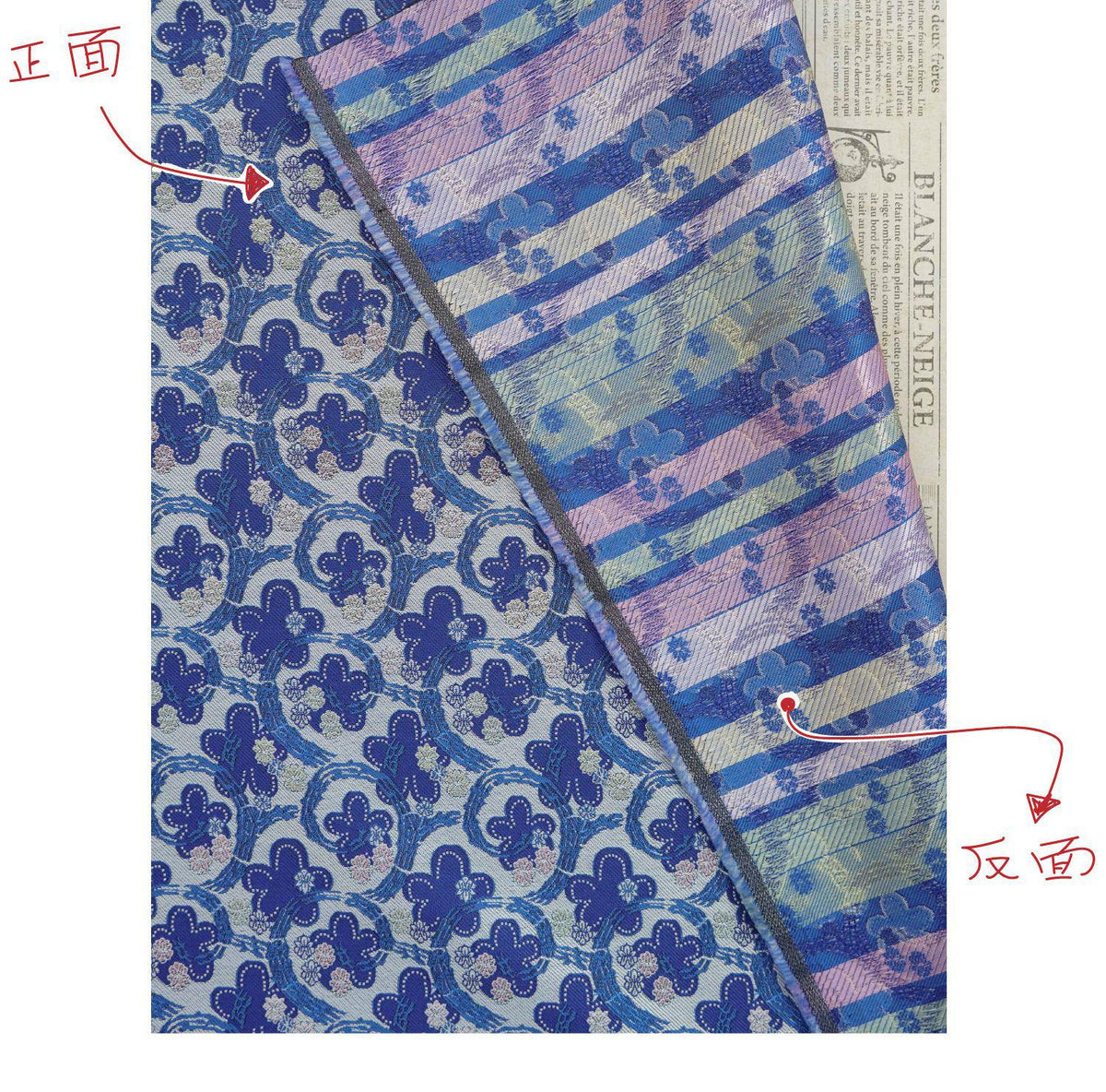 Blue & White Scroll Floral Yarn-Dyed Fabric, Ornamental Woven Textile for Dresses, Jackets, Qipao, Bags, Decor and Sewing, 59" Wide