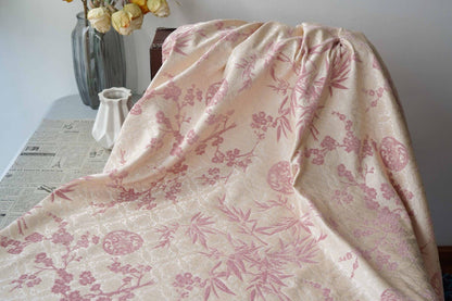 Thick Chenille Jacquard Fabric, Plum Blossom Bamboo Dragon Medallion Upholstery Textile for Curtains, Cushions, Furniture Decor, 4 Colors