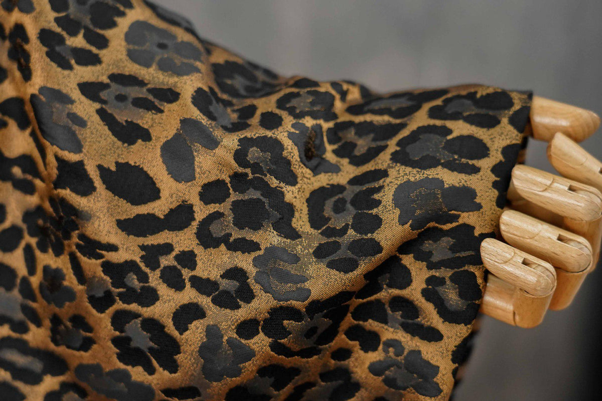 Vintage-Style 3D Leopard Jacquard Fabric, Yarn-Dyed Textured Woven Textile, 2 Colors for Jackets, Dresses, Skirts, Bags and Sewing