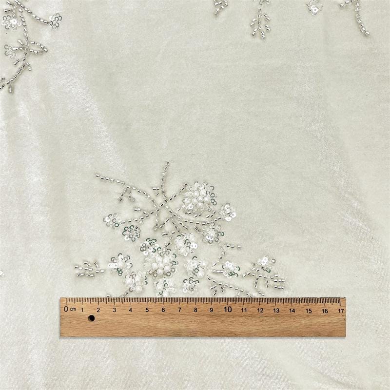 Velvet Snowflake Sequin Fabric, Embellished Plush Textile, Multiple Colors for Dresses, Skirts, Costumes, Bags and Sewing, 52"Wide