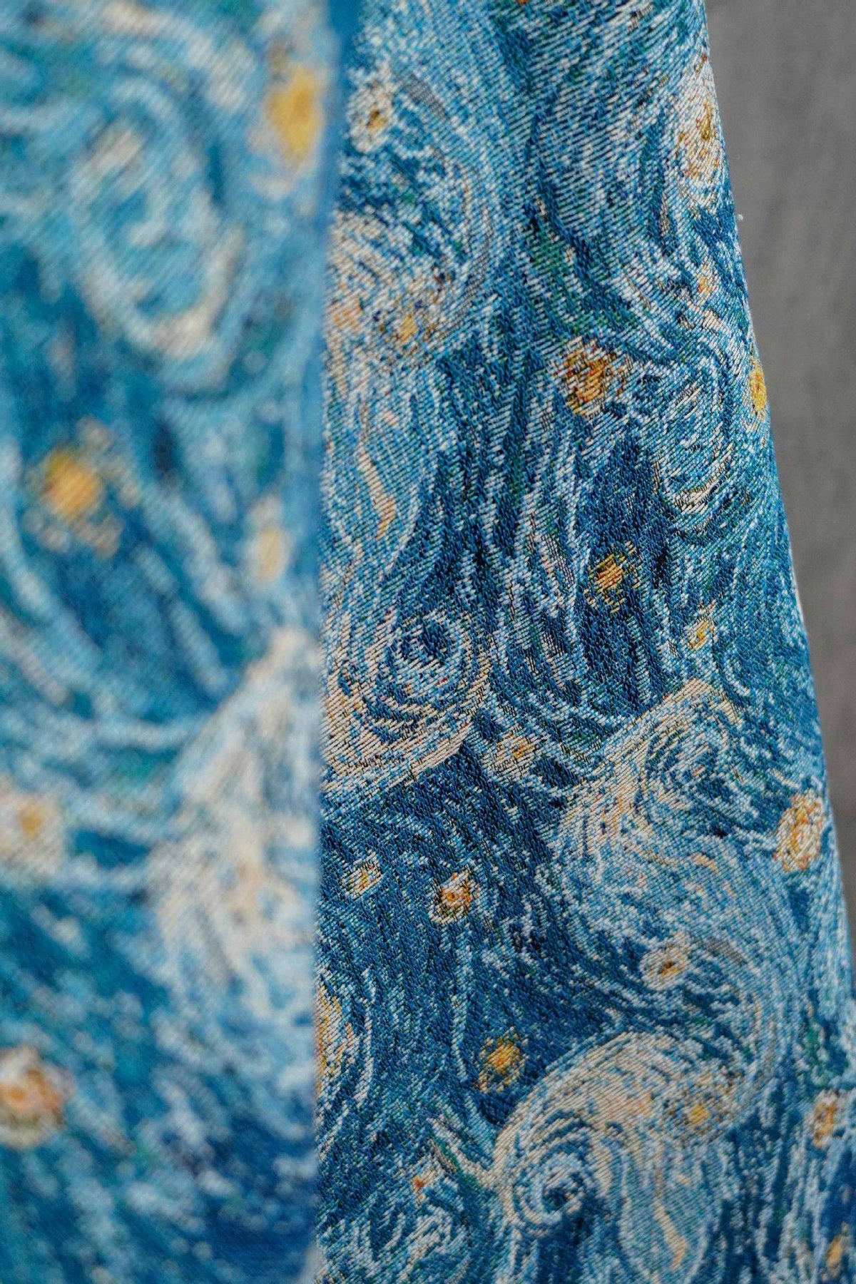Blue Swirling Night Sky Jacquard Fabric, Textured Yarn-Dyed Woven Upholstery Textile for Cushions, Furniture, Bags and Home Decor, 58"Wide
