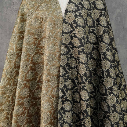 Rose Scroll Gold Thread Jacquard Fabric, Ornamental Floral Woven Textile, 2 Colors for Dresses, Jackets, Bags, Decor and Sewing