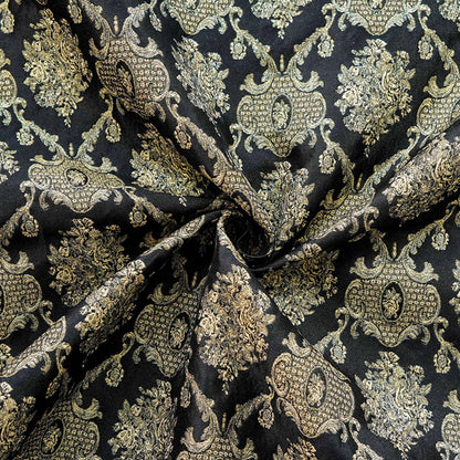 Rose Scroll Gold Thread Jacquard Fabric, Ornamental Floral Woven Textile, 2 Colors for Dresses, Jackets, Bags, Decor and Sewing
