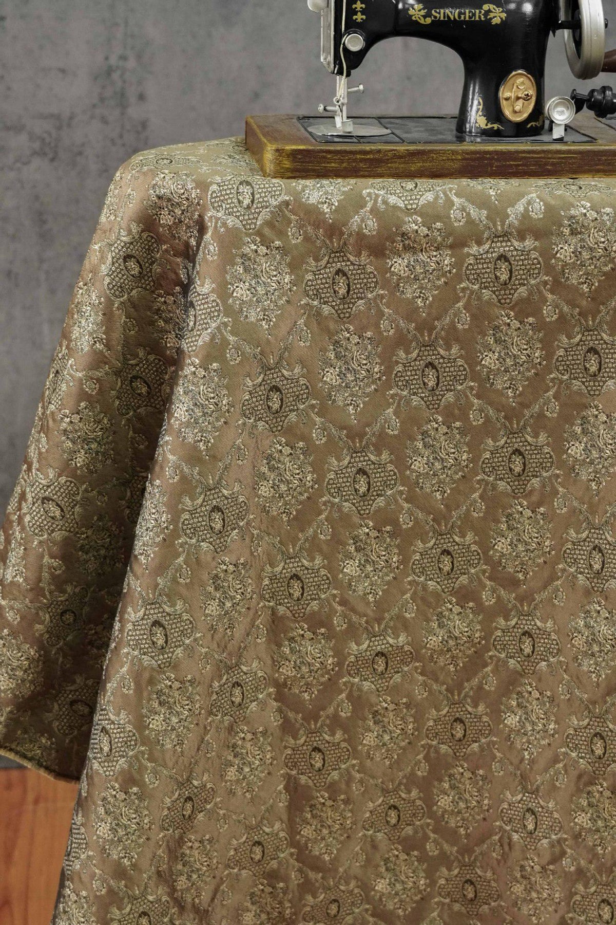 Rose Scroll Gold Thread Jacquard Fabric, Ornamental Floral Woven Textile, 2 Colors for Dresses, Jackets, Bags, Decor and Sewing